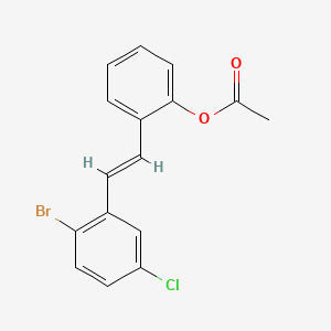 Chemical structure of (E)-2-Acetoxy-2'-bromo-5'-chlorostilbene