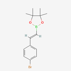 Chemical structure of (E)-2-(4-Bromostyryl)-4,4,5,5-tetramethyl-1,3,2-dioxaborolane