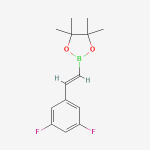 Chemical structure of (E)-2-(3,5-difluorostyryl)-4,4,5,5-tetramethyl-1,3,2-dioxaborolane