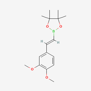 Chemical structure of (E)-2-(3,4-dimethoxystyryl)-4,4,5,5-tetramethyl-1,3,2-dioxaborolane