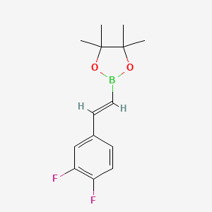Chemical structure of (E)-2-(3,4-difluorostyryl)-4,4,5,5-tetramethyl-1,3,2-dioxaborolane