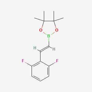 Chemical structure of (E)-2-(2,6-difluorostyryl)-4,4,5,5-tetramethyl-1,3,2-dioxaborolane
