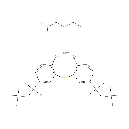 Chemical structure of (Butylamine)[2,2'-thiobis(4-tert-octylphenolato)]nickel(II)