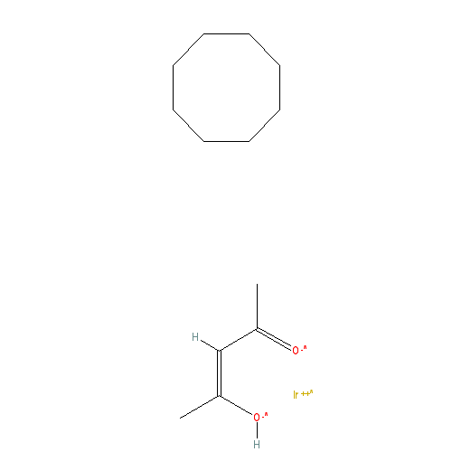 Chemical structure of (Acetylacetonato)(1,5-cyclooctadiene)iridium(I)