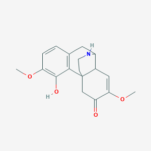Chemical structure of (9α,13α,14α)-4-Hydroxy-3,7-dimethoxy-7,8-didehydromorphinan-6-one