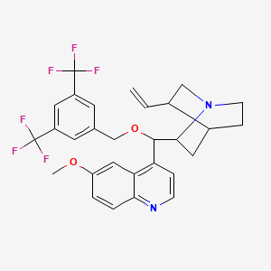 Chemical structure of (9S)-9-[[3,5-Bis(trifluoromethyl)phenyl]methoxy]-6'-methoxycinchonan