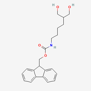 Chemical structure of (9H-Fluoren-9-yl)methyl (6-hydroxy-5-(hydroxymethyl)hexyl)carbamate