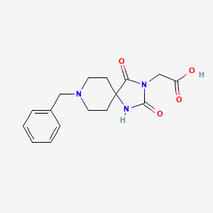 Chemical structure of (8-Benzyl-2,4-dioxo-1,3,8-triaza-spiro[4.5]dec-3-yl)-acetic acid