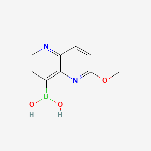 Chemical structure of (6-Methoxy-1,5-naphthyridin-4-yl)boronic acid