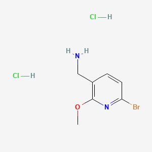 Chemical structure of (6-Bromo-2-methoxypyridin-3-yl)methanamine dihydrochloride