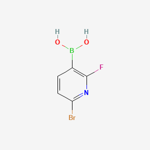 Chemical structure of (6-Bromo-2-fluoropyridin-3-yl)boronic acid