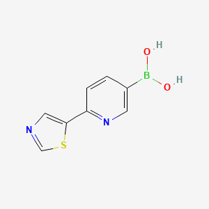 Chemical structure of (6-(thiazol-5-yl)pyridin-3-yl)boronic acid