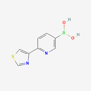 Chemical structure of (6-(thiazol-4-yl)pyridin-3-yl)boronic acid
