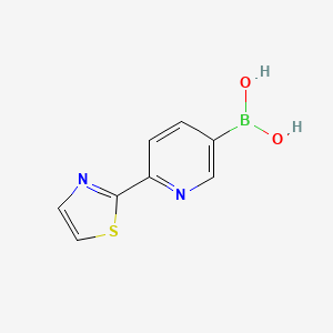 Chemical structure of (6-(thiazol-2-yl)pyridin-3-yl)boronic acid