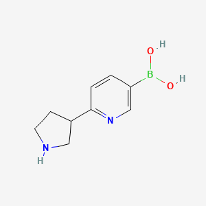 Chemical structure of (6-(pyrrolidin-3-yl)pyridin-3-yl)boronic acid