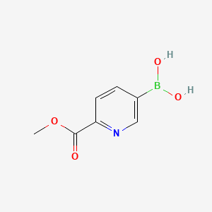 Chemical structure of 6-(Methoxycarbonyl)pyridine-3-boronic acid
