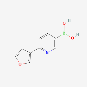Chemical structure of (6-(furan-3-yl)pyridin-3-yl)boronic acid