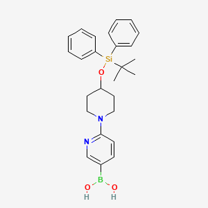 Chemical structure of (6-(4-((tert-Butyldiphenylsilyl)oxy)piperidin-1-yl)pyridin-3-yl)boronic acid