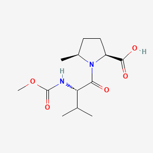 Chemical structure of (5S)-N-(Methoxycarbonyl)-L-valyl-5-methyl-L-proline