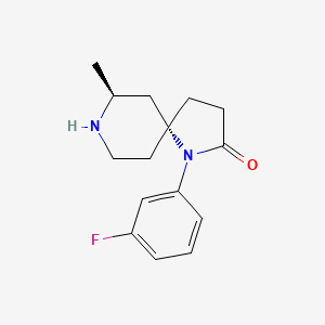 Chemical structure of (5R,7S)-1-(3-fluorophenyl)-7-Methyl-1,8-diazaspiro[4.5]decan-2-one