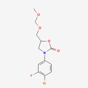 Chemical structure of (5R)-3-(4-Bromo-3-fluorophenyl)-5-[(methoxymethoxy)methyl]-2-oxazolidinone