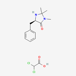 Chemical structure of (5R)-(+)-2,2,3-TRIMETHYL-5-BENZYL-4-IMIDAZOLIDINONE DICHLOROACETIC ACID