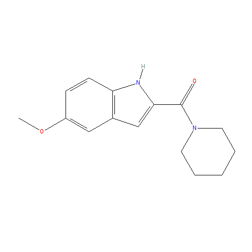 Chemical structure of Piperidine, 1-((5-methoxyindol-2-yl)carbonyl)-