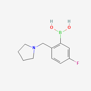 Chemical structure of (5-fluoro-2-(pyrrolidin-1-ylmethyl)phenyl)boronic acid