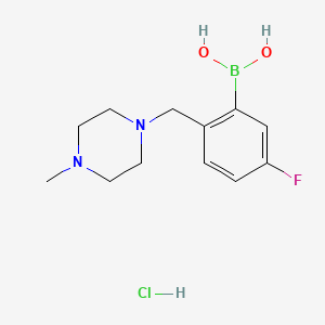 Chemical structure of (5-Fluoro-2-((4-methylpiperazin-1-yl)methyl)phenyl)boronic acid hydrochloride