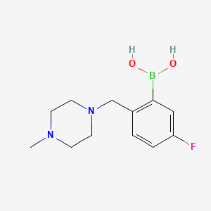 Chemical structure of (5-Fluoro-2-((4-methylpiperazin-1-yl)methyl)phenyl)boronic acid