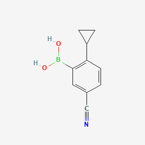 Chemical structure of (5-cyano-2-cyclopropylphenyl)boronic acid