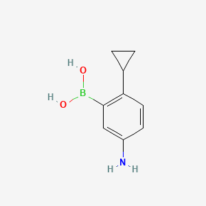 Chemical structure of (5-amino-2-cyclopropylphenyl)boronic acid