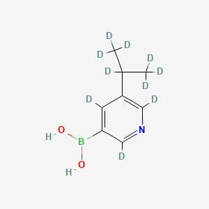 Chemical structure of (5-(propan-2-yl-d7)pyridin-3-yl-2,4,6-d3)boronic acid