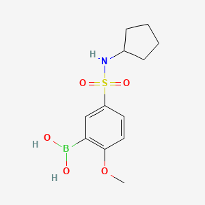 Chemical structure of (5-(N-cyclopentylsulfamoyl)-2-methoxyphenyl)boronic acid