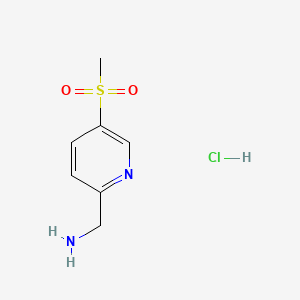 Chemical structure of [5-(Methanesulfonyl)pyridin-2-yl]methanaminium chloride