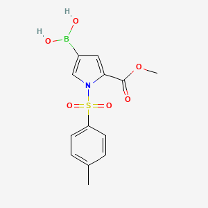 Chemical structure of (5-(Methoxycarbonyl)-1-tosyl-1H-pyrrol-3-yl)boronic acid