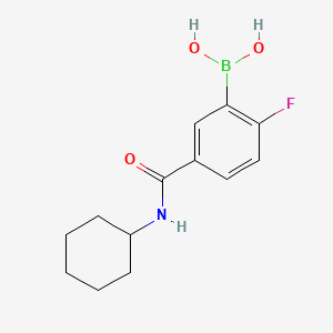 Chemical structure of 5-(Cyclohexylcarbamoyl)-2-fluorobenzeneboronic acid