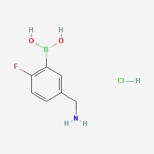 Chemical structure of 5-(Aminomethyl)-2-fluorophenylboronic acid hydrochloride