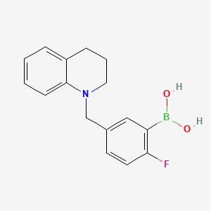 Chemical structure of (5-((3,4-Dihydroquinolin-1(2H)-yl)methyl)-2-fluorophenyl)boronic acid