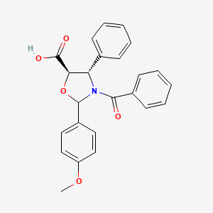 Chemical structure of (4S,5R)-3-Benzoyl-2-(4-methoxyphenyl)-4-phenyloxazolidine-5-carboxylic acid
