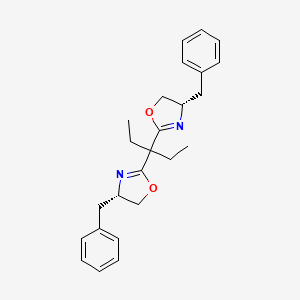 Chemical structure of (4S,4'S)-2,2'-(Pentane-3,3'-diyl)bis(4-benzyl-4,5-dihydrooxazole)