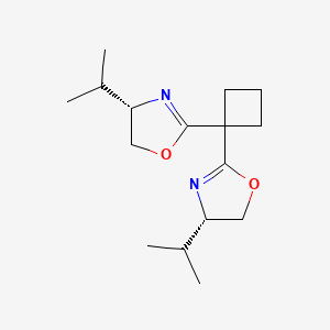 Chemical structure of (4S,4'S)-2,2'-(Cyclobutane-1,1-diyl)bis(4-isopropyl-4,5-dihydrooxazole)