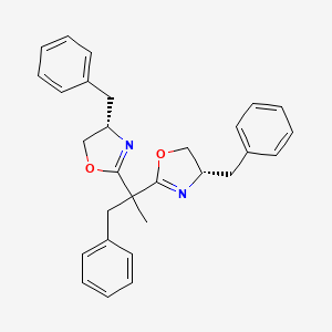 Chemical structure of (4S,4'S)-2,2'-(1-Phenylpropane-2,2-diyl)bis(4-benzyl-4,5-dihydrooxazole)