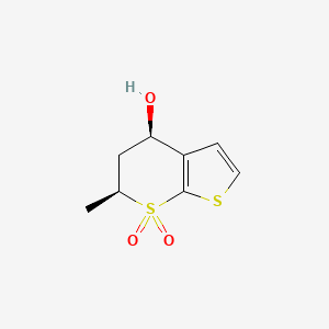 Chemical structure of (4R,6S)-6-Methyl-7,7-dioxo-5,6-dihydro-4H-thieno[2,3-b]thiopyran-4-ol