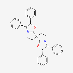Chemical structure of (4R,4'R,5S,5'S)-2,2'-(Pentane-3,3-diyl)bis(4,5-diphenyl-4,5-dihydrooxazole)