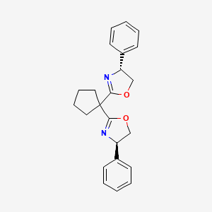 Chemical structure of (4R,4'R)-2,2'-Cyclopentylidenebis[4,5-dihydro-4-phenyloxazole]