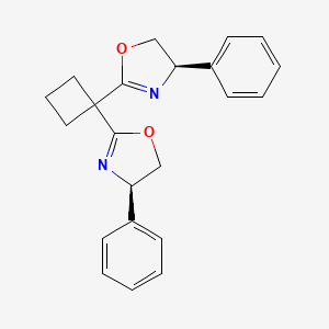 Chemical structure of (4R,4'R)-2,2'-(Cyclobutane-1,1-diyl)bis(4-phenyl-4,5-dihydrooxazole)