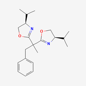 Chemical structure of (4R,4'R)-2,2'-(1-Phenylpropane-2,2-diyl)bis(4-isopropyl-4,5-dihydrooxazole)