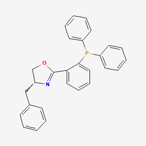 Chemical structure of (4R)-2-[2-(Diphenylphosphino)phenyl]-4,5-dihydro-4-(phenylmethyl)oxazole