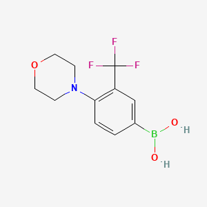 Chemical structure of (4-morpholino-3-(trifluoromethyl)phenyl)boronic acid